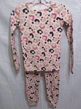 PJ Place Pink & Black Leopard Print Girl's Pajama Set  Sz. 12